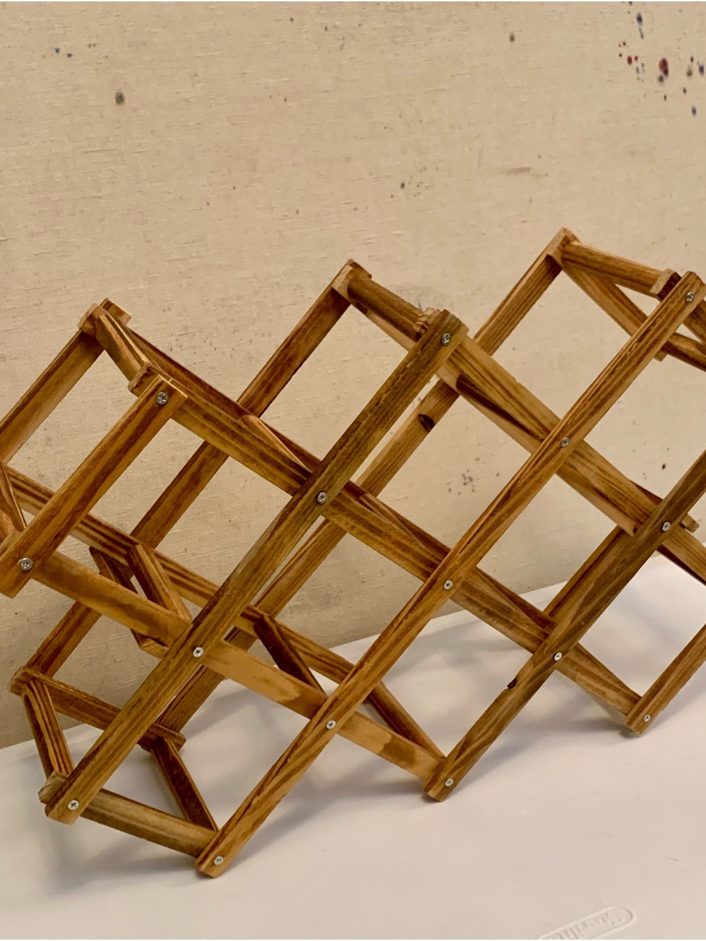 Vintage Expandable Wood Wine Rack - Natural Brown